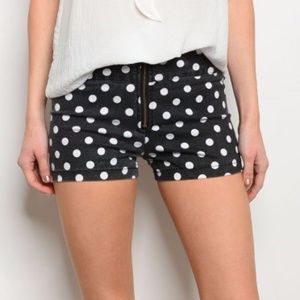 🌟 Polka Dot Denim High Waist Shorts